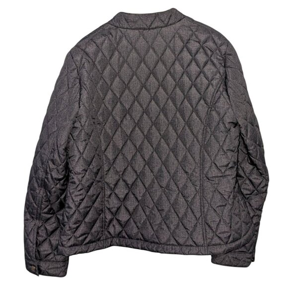 Tommy Hilfiger Womens Medium Quilted Jacket Gold Snap Buttons Zipper Gray - Picture 2 of 16